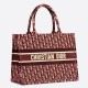 Dior Medium Book Tote Bag In Bordeaux Velvet Oblique Embroidered