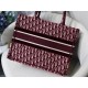 Dior Medium Book Tote Bag In Bordeaux Velvet Oblique Embroidered