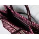 Dior Medium Book Tote Bag In Bordeaux Velvet Oblique Embroidered