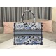 Dior Medium Book Tote Bag In Blue Zodiac Fantastico Embroidery