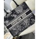 Dior Medium Book Tote Bag In Black Toile de Jouy Zodiac Embroidery