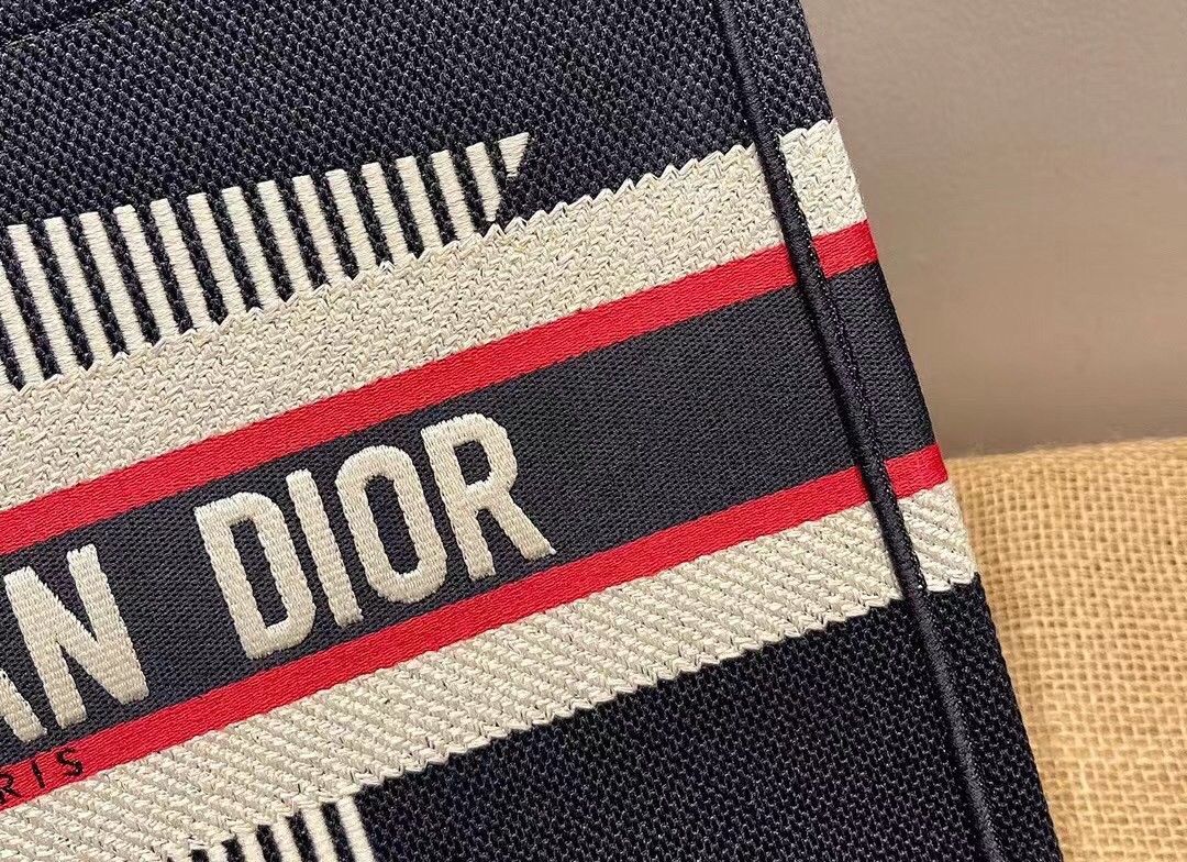 Dior Large Book Tote Bag In DiorAlps Blue Three-Tone Embroidery