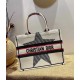 Dior Large Book Tote Bag In DiorAlps White Three-Tone Embroidery