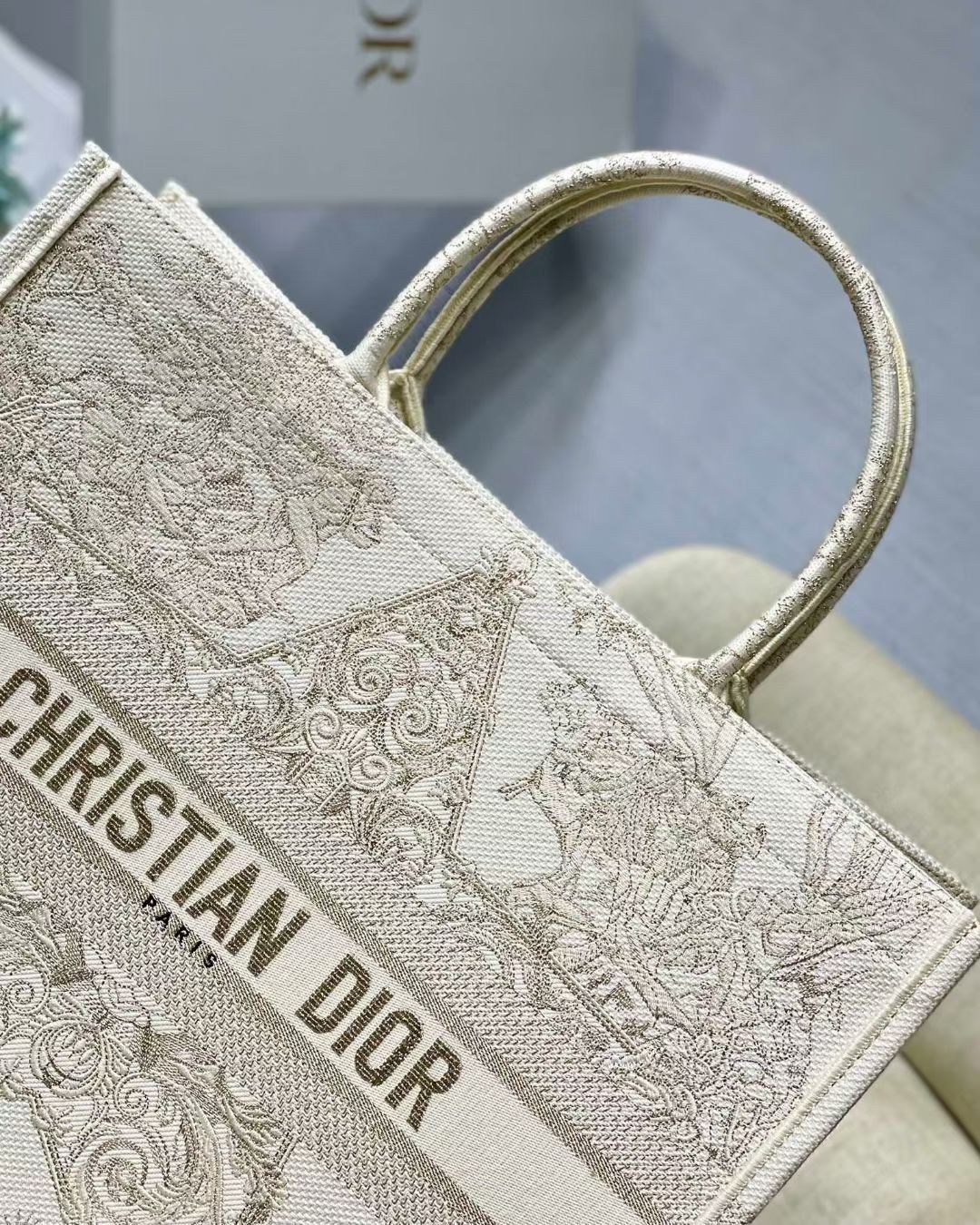 Dior Large Book Tote Bag In Dior Around the World Stella Embroidery