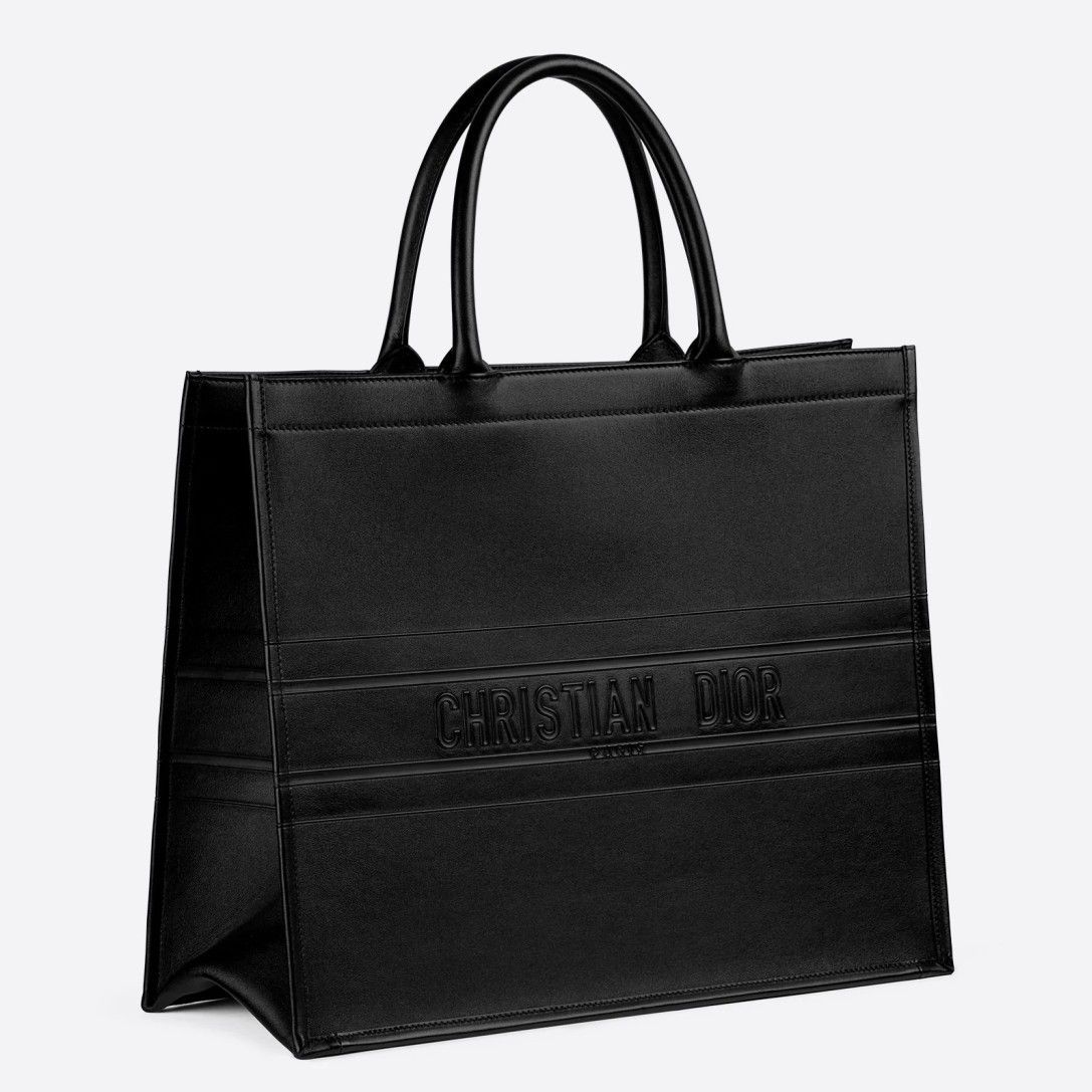 Dior Large Book Tote Bag In Black Smooth Calfskin