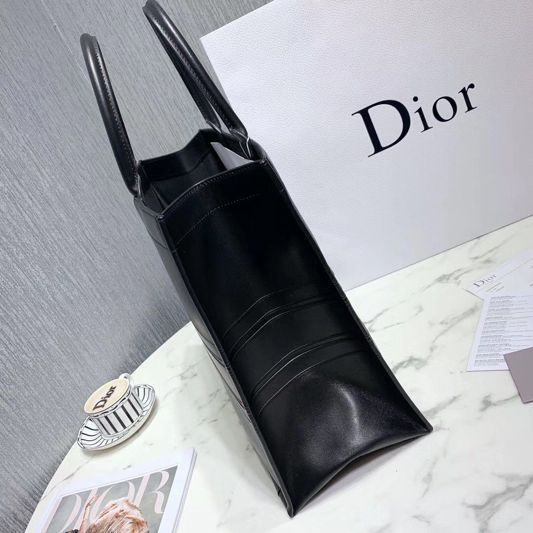 Dior Large Book Tote Bag In Black Smooth Calfskin