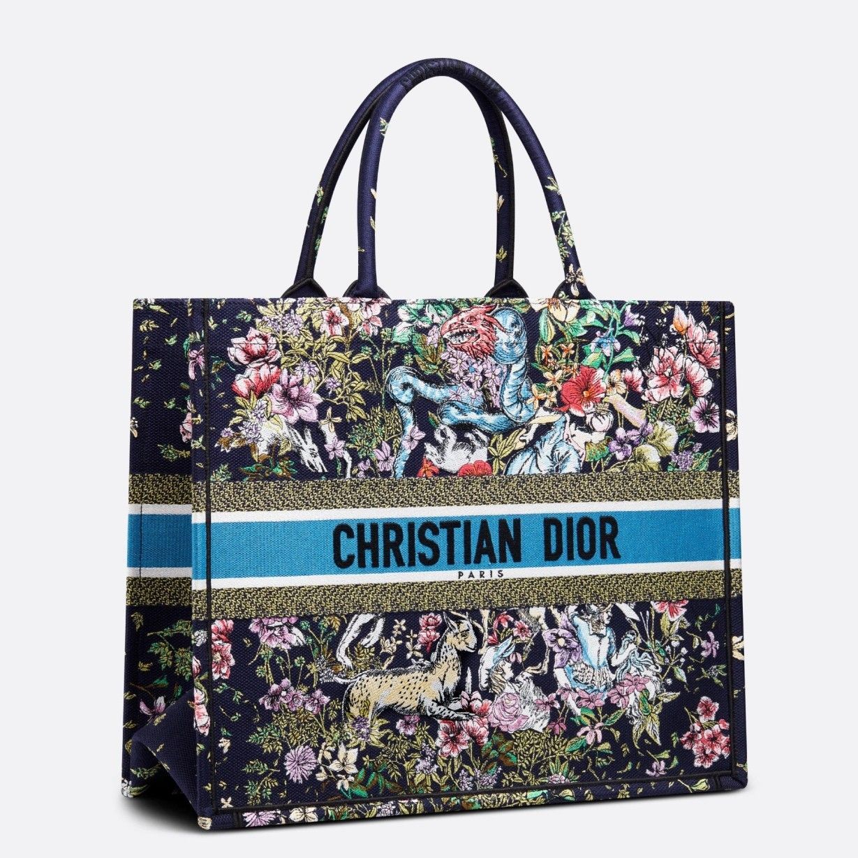 Dior Large Book Tote Bag In Blue D-Constellation Embroidery