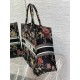 Dior Large Book Tote Bag In Black Jardin Botanique Embroidery