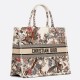 Dior Large Book Tote Bag In White Jardin d'Hiver Embroidery