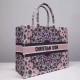 Dior Large Book Tote Bag In Pink KaleiDiorscopic Embroidered Cotton