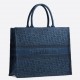 Dior Large Book Tote Bag In Denim Blue Dior Oblique Canvas