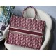 Dior Large Book Tote Bag In Bordeaux Dior Oblique Embroidery