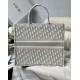 Dior Large Book Tote Bag In Grey Dior Oblique Embroidery