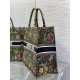 Dior Large Book Tote Bag In Green Dior Petites Fleurs Embroidery