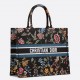 Dior Large Book Tote Bag In Black Dior Petites Fleurs Embroidery