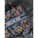 Dior Large Book Tote Bag In Black Dior Petites Fleurs Embroidery