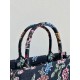 Dior Large Book Tote Bag In Black Dior Petites Fleurs Embroidery