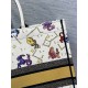 Dior Large Book Tote Bag In White Pixel Zodiac Embroidery