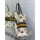 Dior Large Book Tote Bag In White Pixel Zodiac Embroidery