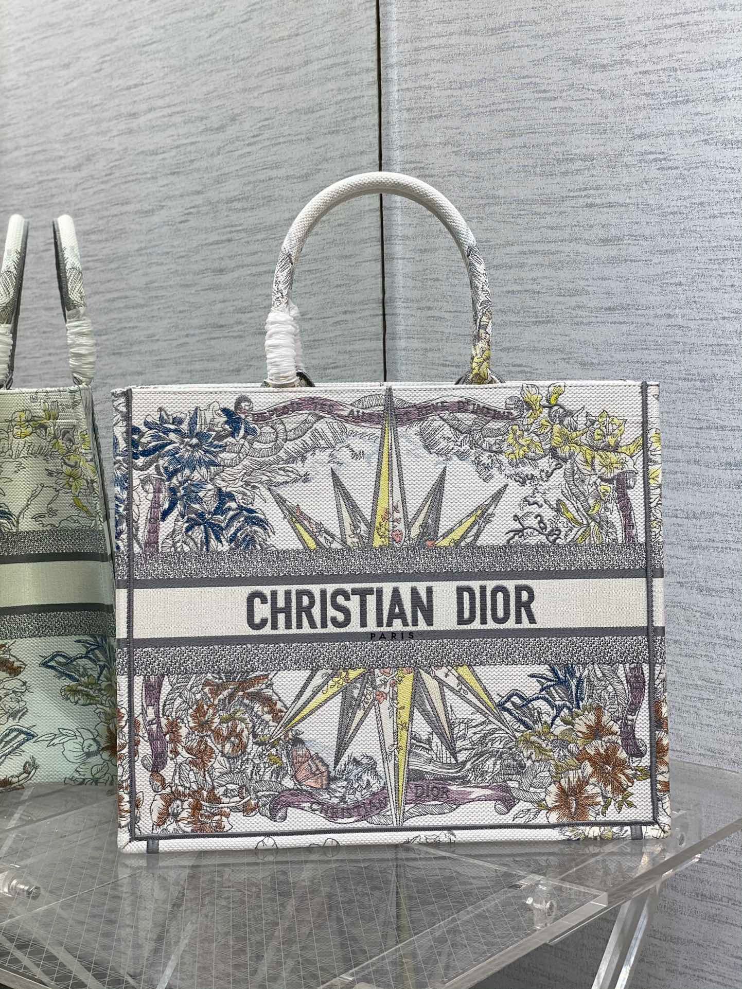 Dior Large Dior Book Tote In Multicolor Rêve d'Infini Embroidery