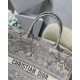 Dior Large Book Tote Bag In Gray Toile de Jouy Reverse Embroidery