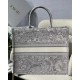 Dior Large Book Tote Bag In Gray Toile de Jouy Reverse Embroidery