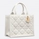 Dior Small Book Tote Bag with Strap in White Macrocannage Calfskin