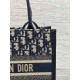 Dior Small Book Tote Bag with Strap in Blue Dior Oblique Canvas