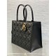 Dior Medium Book Tote Bag with Strap in Black Macrocannage Calfskin