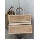 Dior Large Book Tote Bag In Beige Cannage Shearling