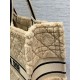 Dior Large Book Tote Bag In Beige Cannage Shearling