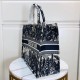 Dior Large Book Tote Bag In Blue Palm Tree Toile de Jouy Embroidery