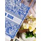 Dior Large Book Tote Bag In Blue Transparent Toile de Jouy Canvas