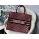 Dior Large Book Tote Bag In Bordeaux Oblique Embroidered Velvet