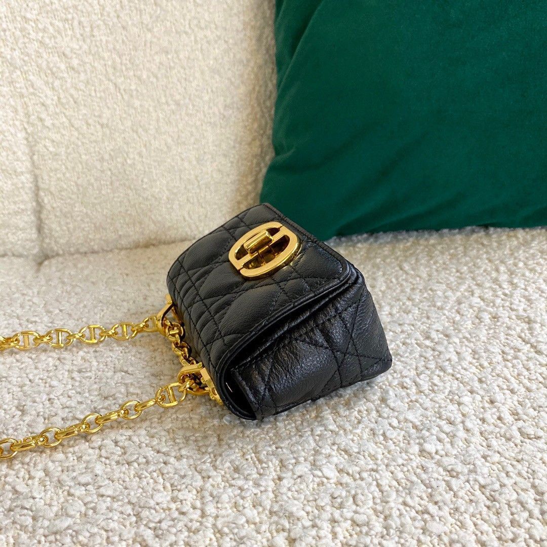 Dior Caro Micro Bag In Black Cannage Calfskin