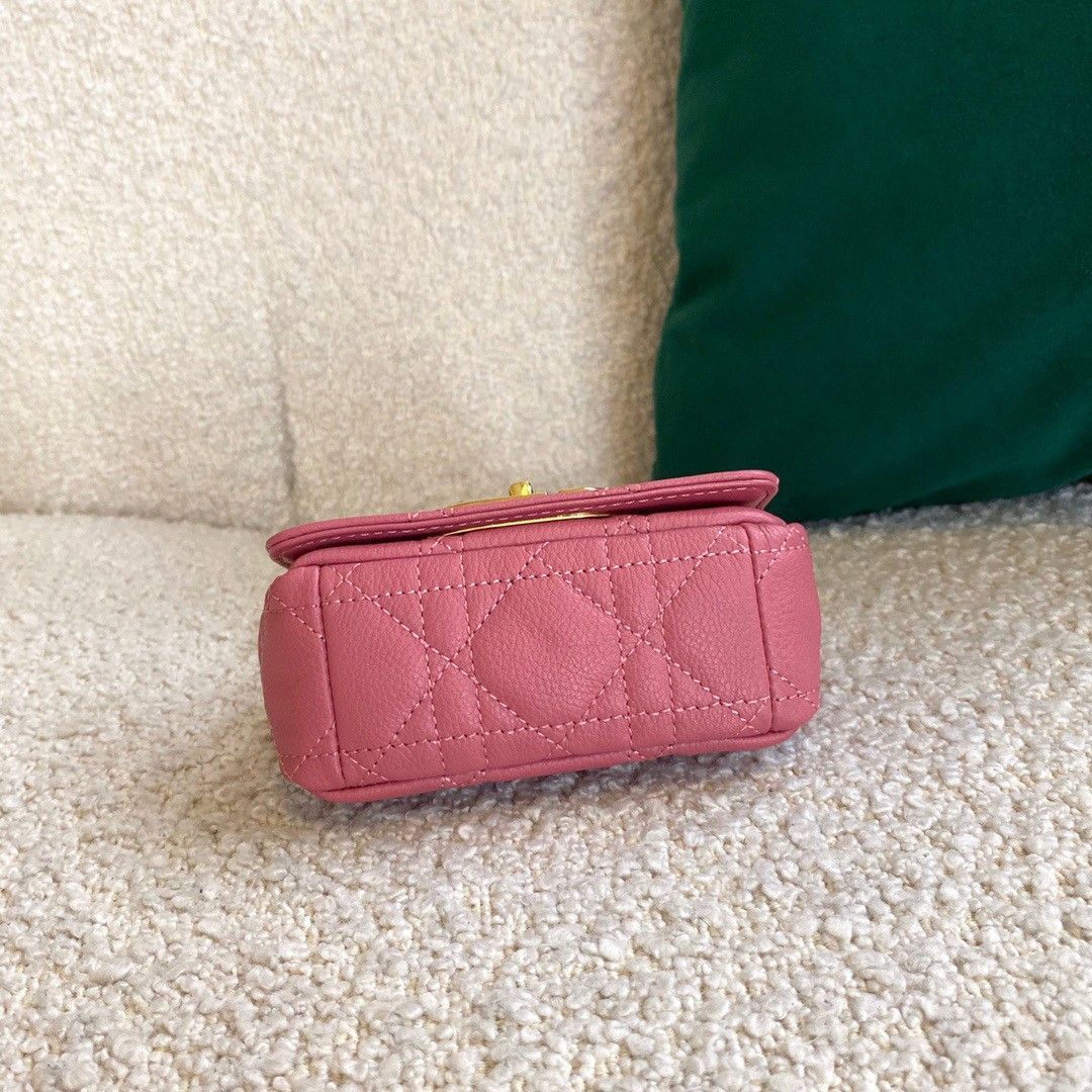 Dior Caro Micro Bag In Pink Cannage Calfskin