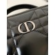 Dior Caro Box Bag with Chain in Black Macrocannage Calfskin