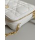 Dior Caro Box Bag with Chain in White Macrocannage Calfskin