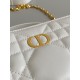 Dior Caro Box Bag with Chain in White Macrocannage Calfskin