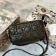 Dior Caro Double Pouch In Black Cannage Calfskin