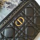 Dior Caro Double Pouch In Black Cannage Calfskin