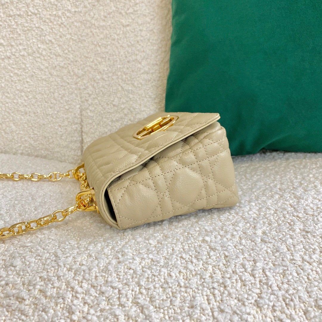 Dior Caro Small Bag In Beige Cannage Calfskin