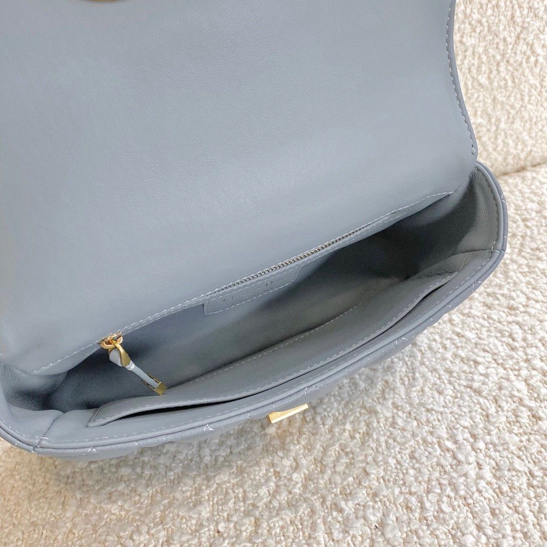 Dior Caro Small Bag In Cloud Blue Cannage Calfskin