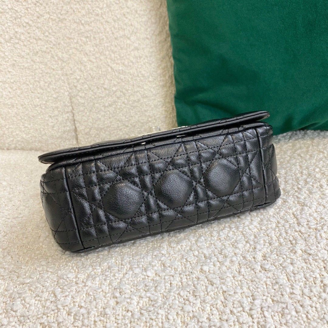 Dior Caro Small Bag In Black Cannage Calfskin