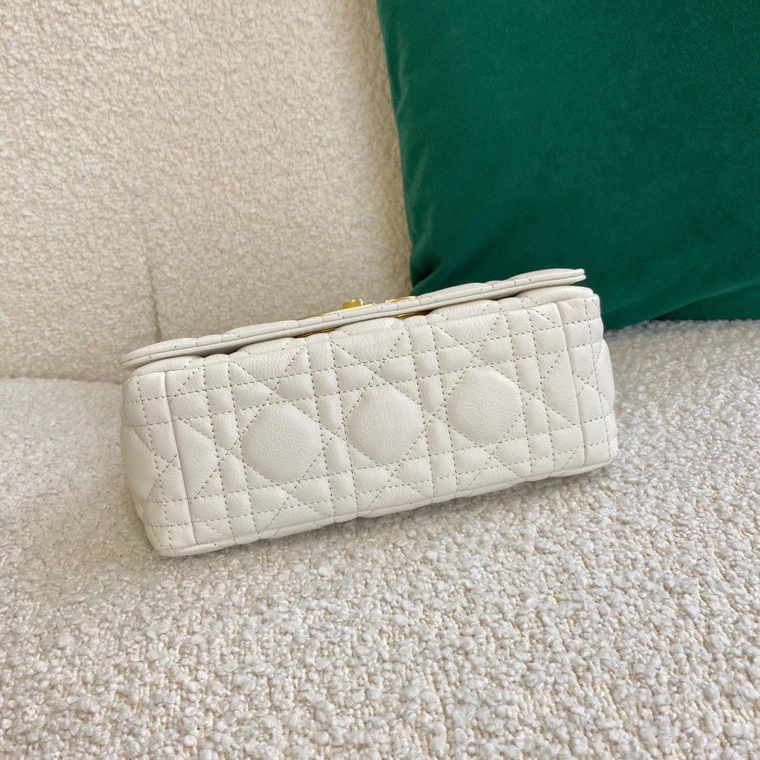 Dior Caro Small Bag In White Cannage Calfskin