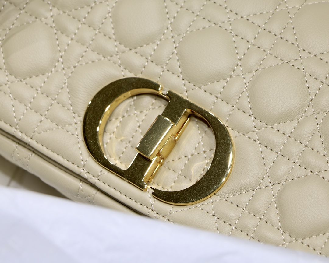 Dior Caro Medium Bag In Beige Cannage Calfskin