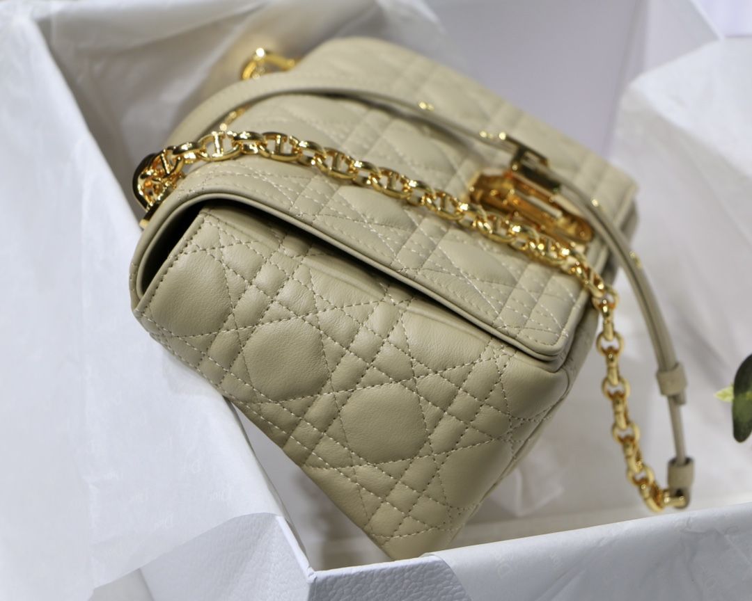 Dior Caro Medium Bag In Beige Cannage Calfskin