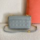 Dior Caro Medium Bag In Grey Cannage Calfskin