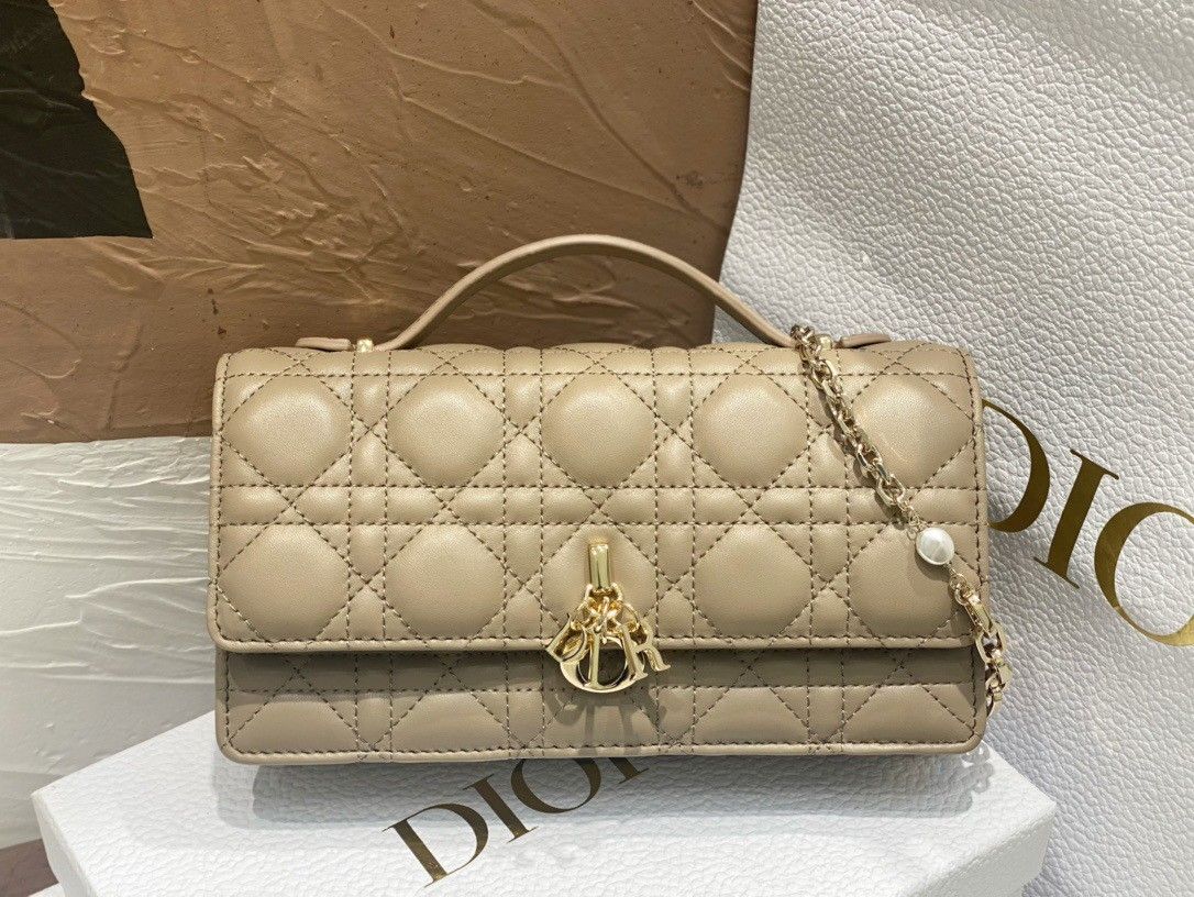 Dior Miss Dior Mini Bag In Beige Cannage Lambskin