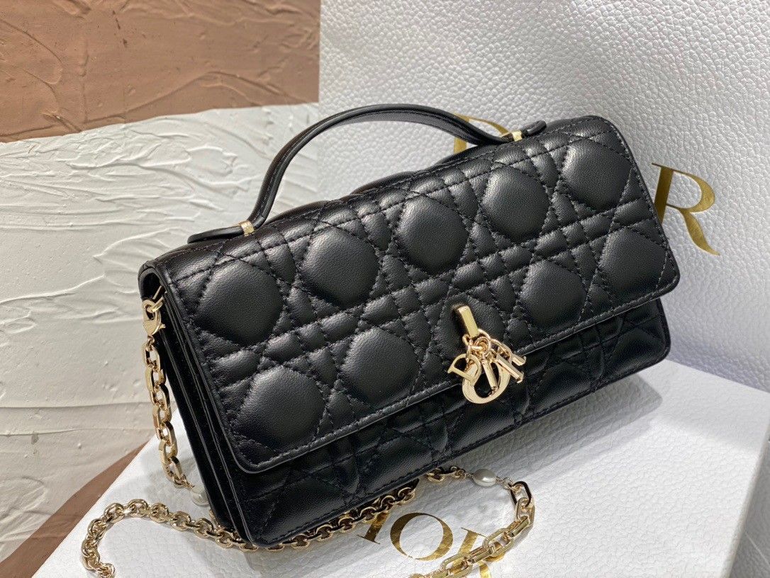 Dior Miss Dior Mini Bag In Black Cannage Lambskin